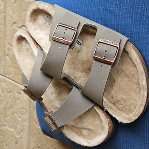 BIRKENSTOCK Arizona Shearling Fur Lined Birko-flor Sage Green Grey- Men's 13